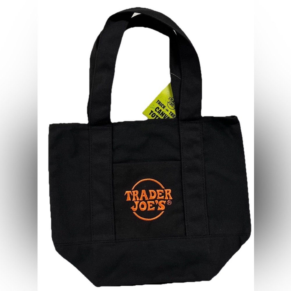 Trader Joe's Trick-or-Treat Mini Canvas Tote Bag Limited Edition - black color